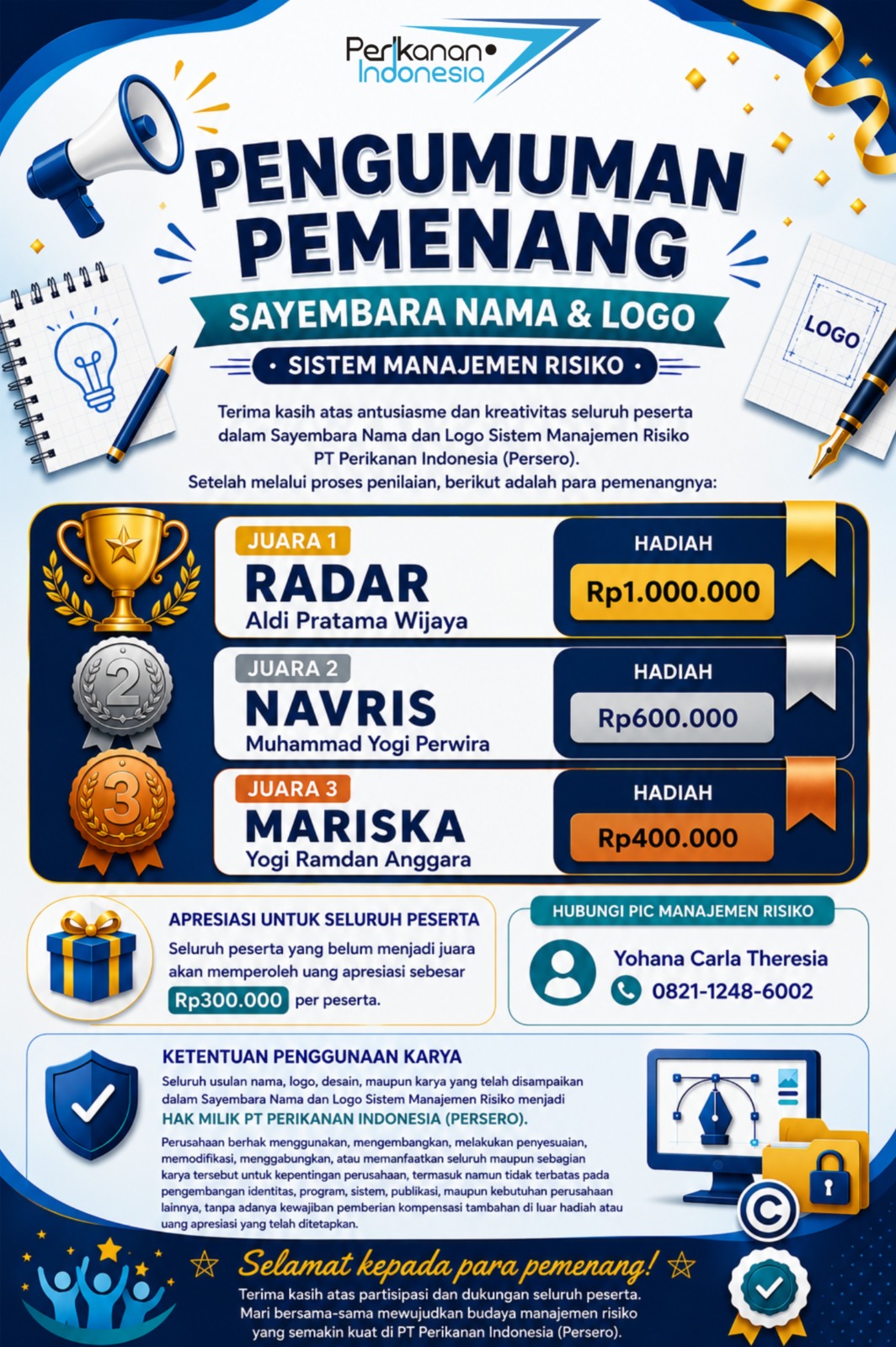 📢 PENGUMUMAN PEMENANG SAYEMBARA NAMA DAN LOGO SISTEM MANAJEMEN RISIKO