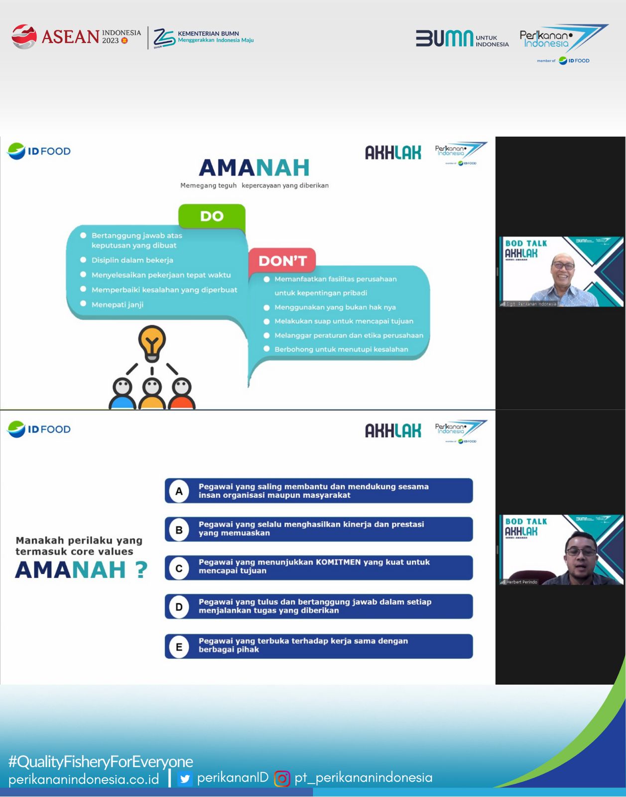PT Perikanan Indonesia kembali menggelar rangkaian AKHLAK Talk Series pada 2023