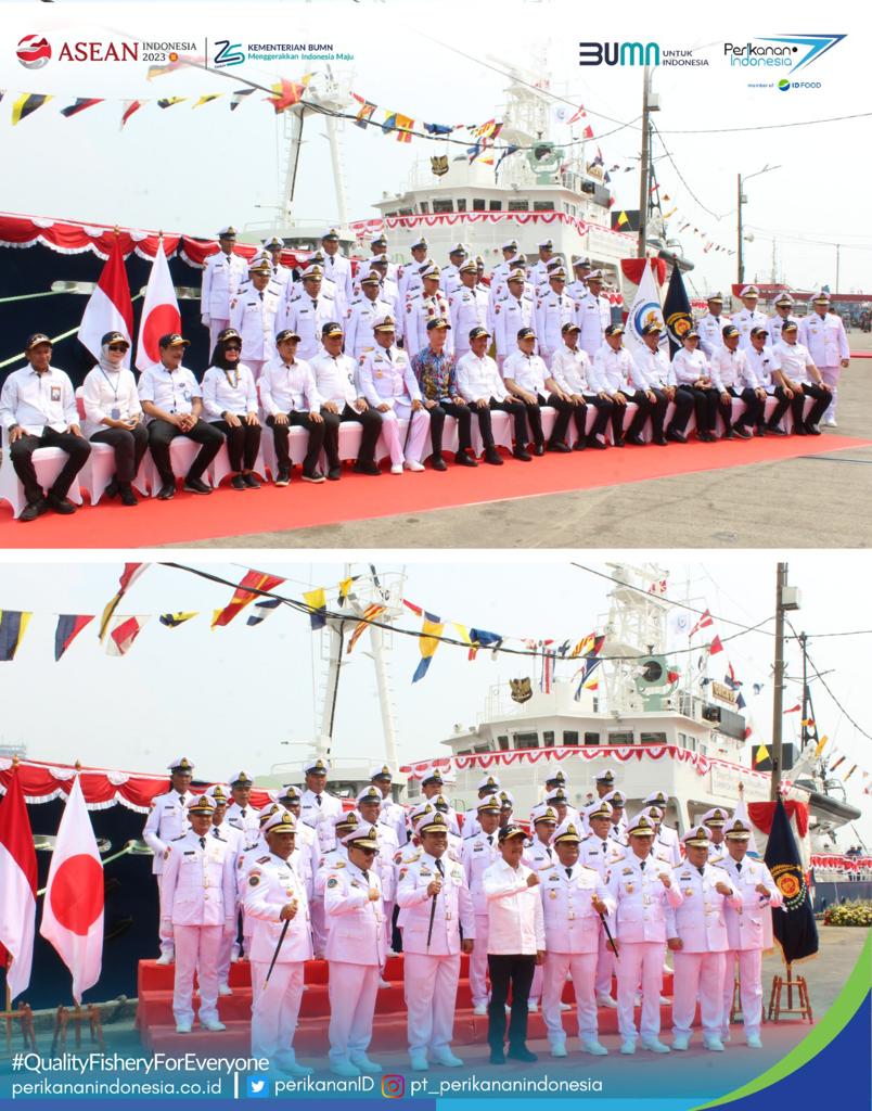 Penyambutan Kapal Pengawas Kelautan dan Perikanan ORCA 05 di Dermaga Barat, Pelabuhan Perikanan Samudera Nizam Zachman Jakarta