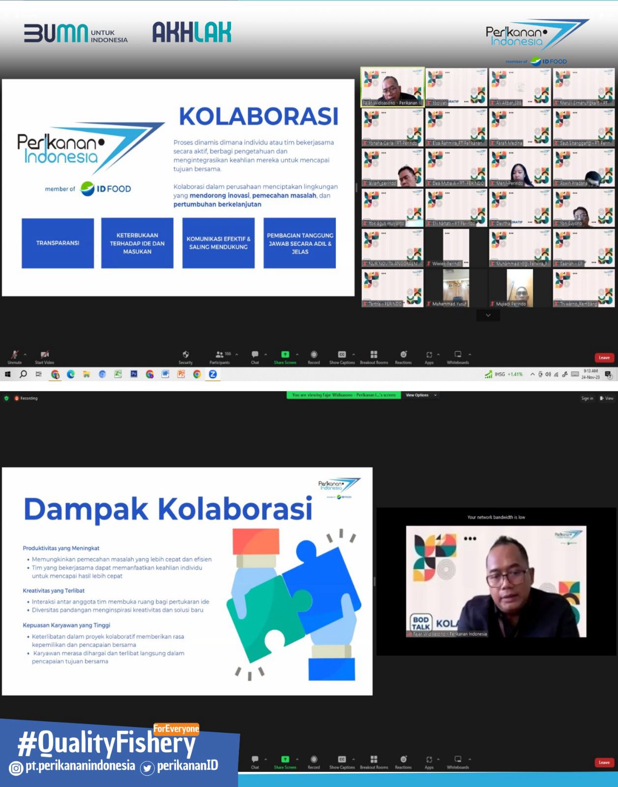 PT Perikanan Indonesia menggelar BOD Talk Akhlak Series dengan tema Kolaboratif