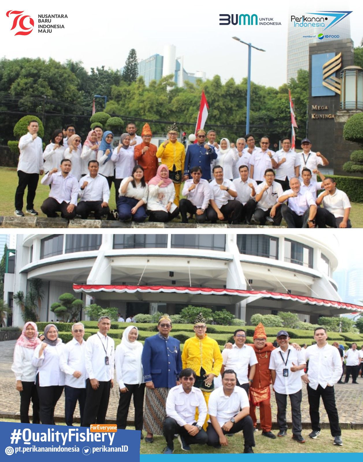 PT Perikanan Indonesia melaksanakan Upacara Bendera bersama ID FOOD Group di Gedung RNI Mega Kuningan