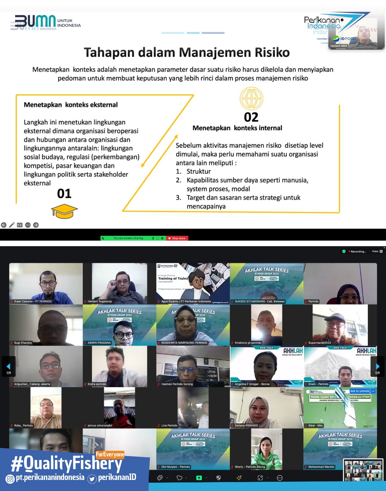 PT Perikanan Indonesia menggelar Sosialisasi Budaya Manajemen Risiko
