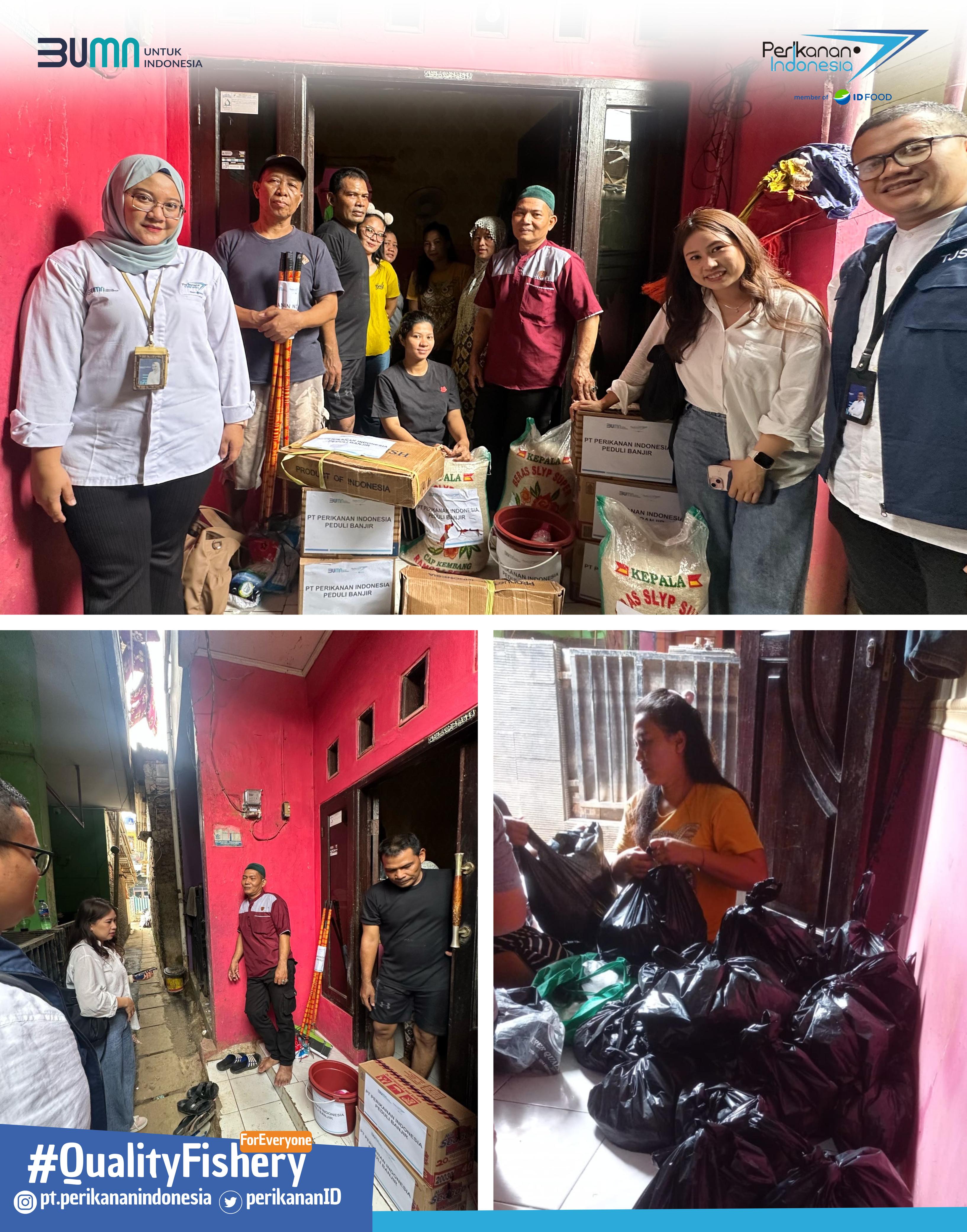PT Perikanan Indonesia, member of ID FOOD, menyalurkan bantuan kepada karyawan dan masyarakat yang terdampak banjir di kawasan Jabodetabek.