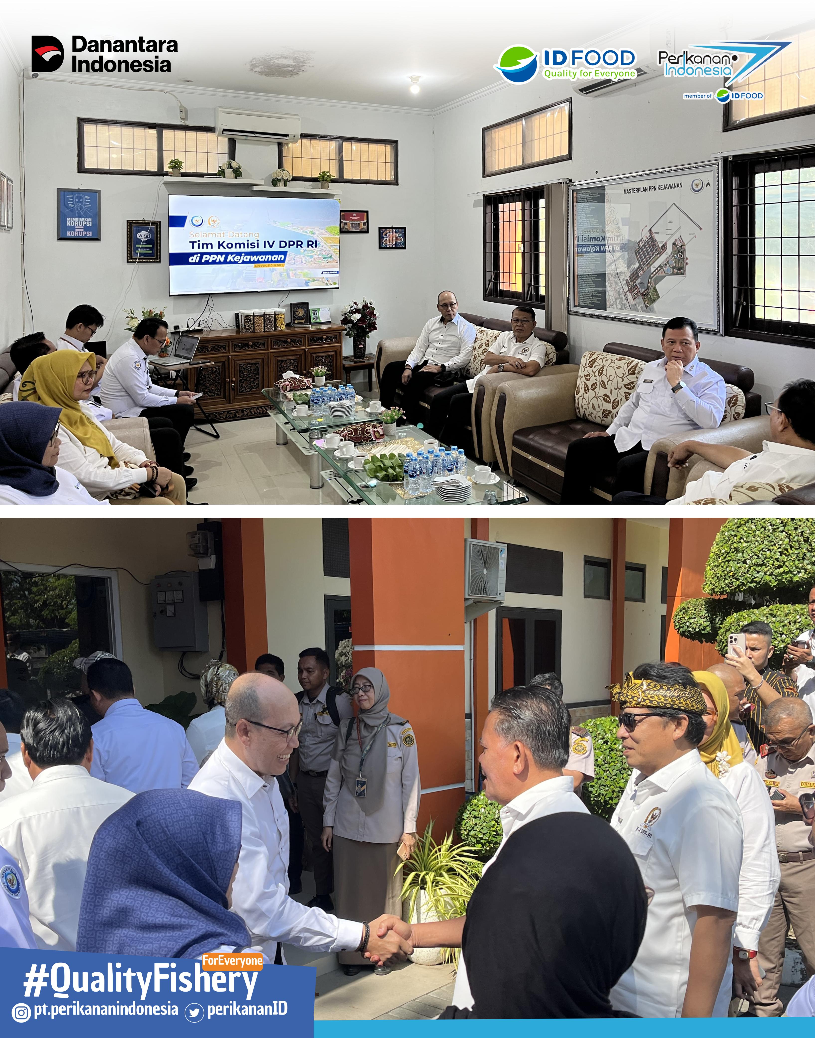 Akselerasi Ekonomi Biru, PT Perikanan Indonesia Damping Komisi IV DPR RI Meninjau Pelabuhan Perikanan Nusantara Kejawanan Cirebon, Jawa Barat
