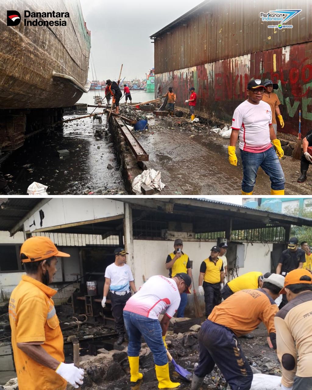 PT Perikanan Indonesia turut berpartisipasi dalam kegiatan kerja bakti bersama para stakeholder di Kawasan Pelabuhan Muara Baru
